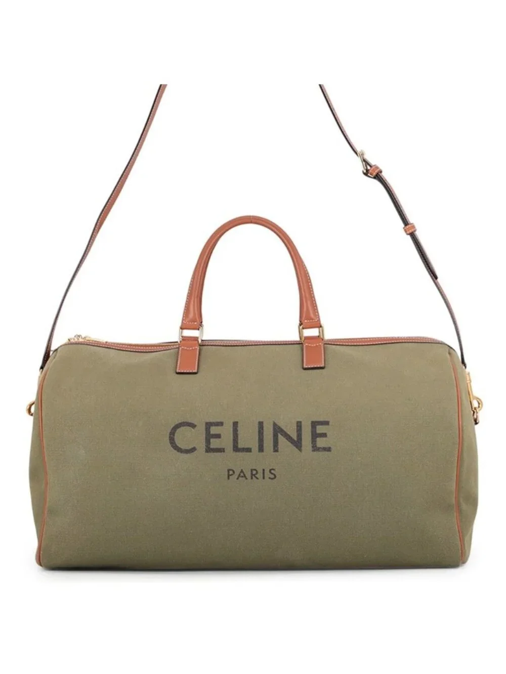 Celine Boston Bag Logo Canvas Leather 2-Way